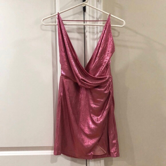 REVOLVE Superdown Missie Wrap Front Dress in Pink Metallic - Picture 7 of 7